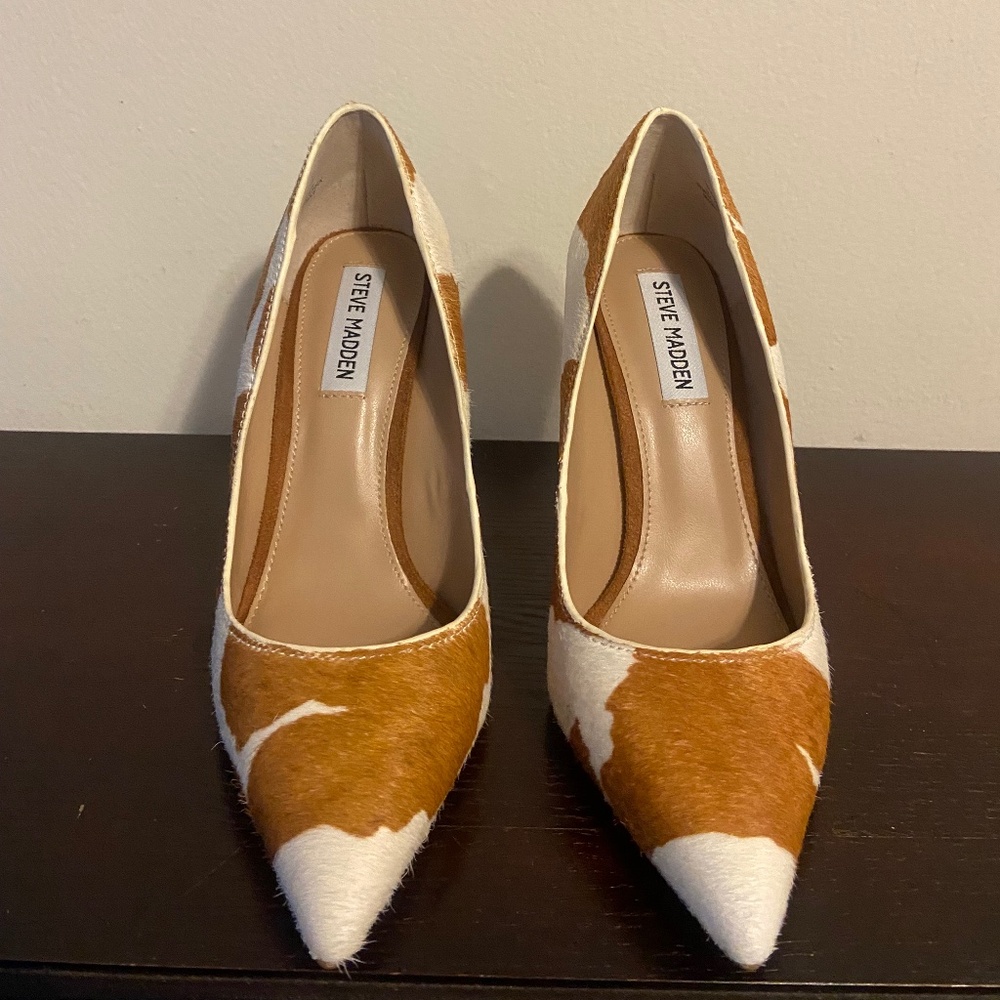 Steve Madden Vala cowprint heels